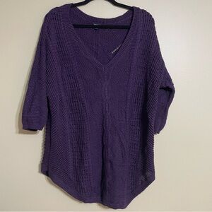 Torrid Lurex Pointelle Purple Tunic Sweater metallic weave Size 3X
